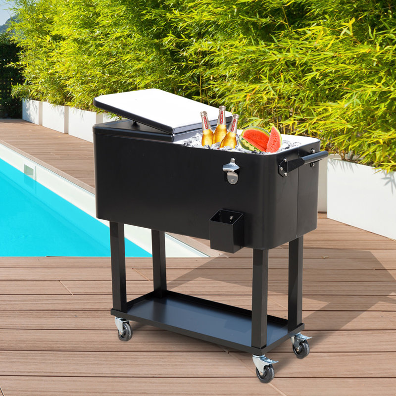 Chariot à glaçons sur roulettes Outsunny 80 QT, Noir