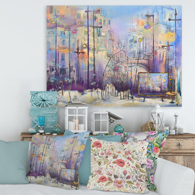 Paysage urbain pastel abstrait - peinture sur toile