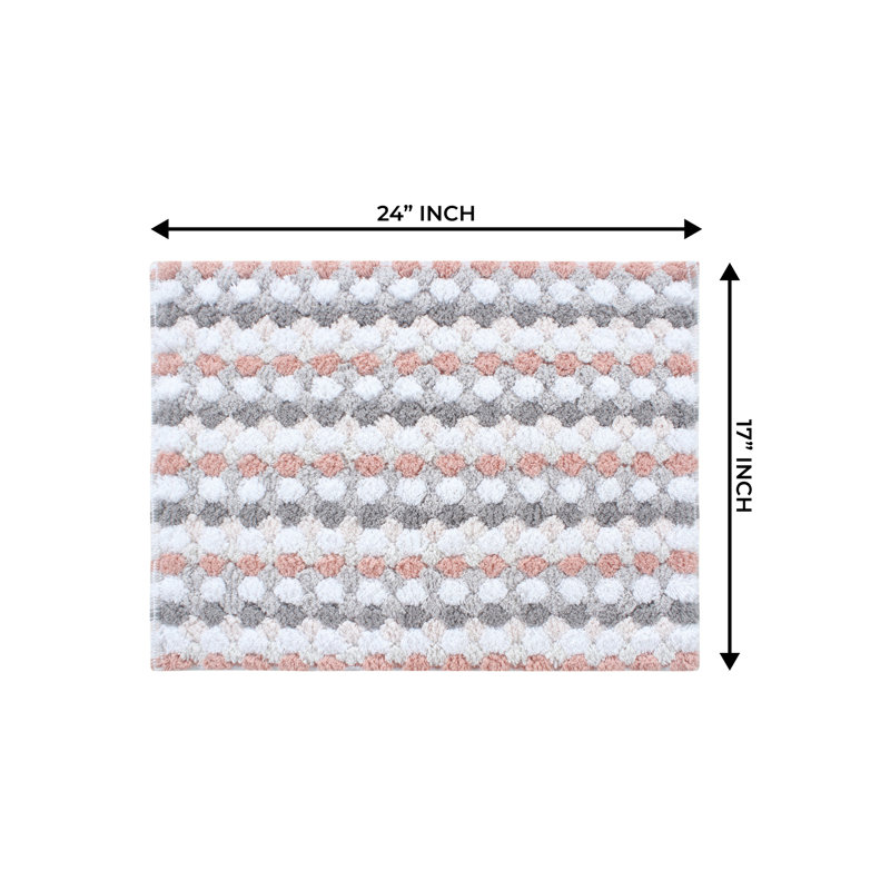 Macek 100% Cotton Bathroom Rug, Non Slip & Water Absorbent Soft Shaggy Mat, 17"W x 24"L, Orange