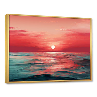 «Red and Blue Crimson Horizon Harmony - Nautical & Beach», reproduction d'art sur toile_105672