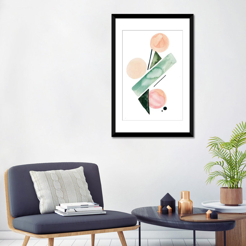 « geometry i », impression sur toile, Papier d'art encadré noir, Blanc, H 32 po x l 24 po x P 1 po