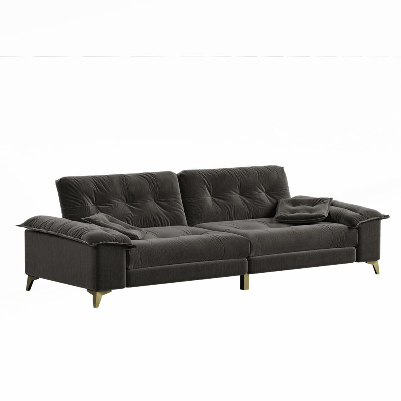 Canapé moderne à 4 places avec accoudoirs larges et capitonnés amovibles avec pieds en métal Canapé confortable en chenille avec 2 coussins pour le salon