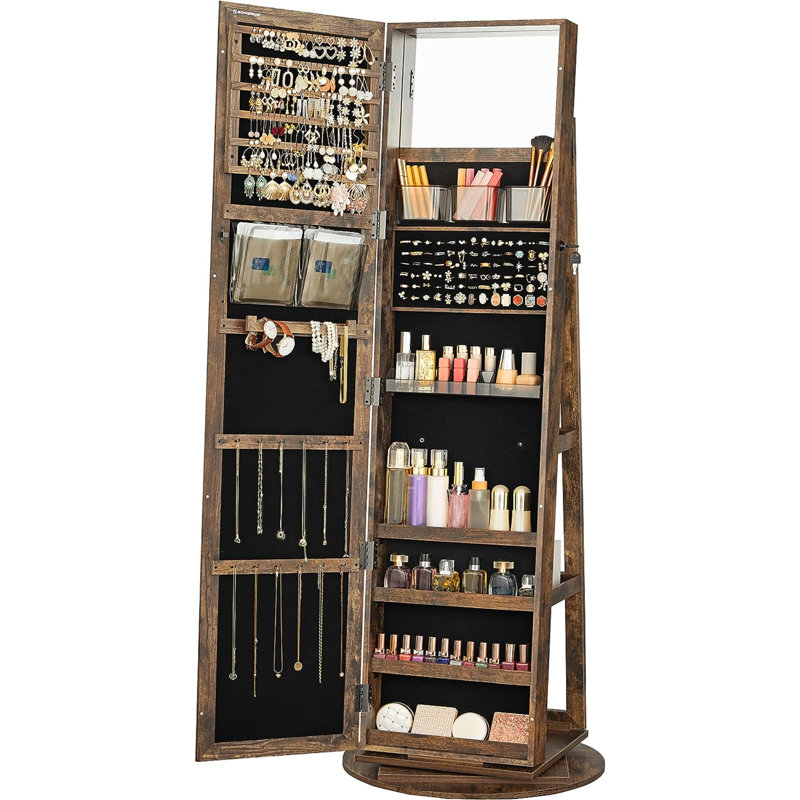 Armoire à bijoux autoportante de 21,5 po de large Hadiyaah