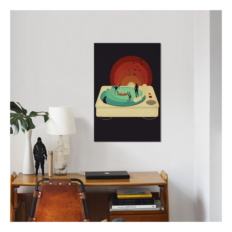 « soundwaves », impression sur toile, Toile encadrée noire, Pas de tapis, H 18 po x l 18 po x P 1,5 po