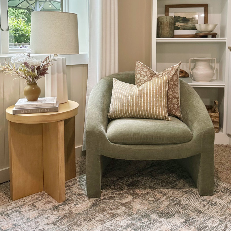 Ichika 32" W Chenille Accent Chair , Olive Green Chenille