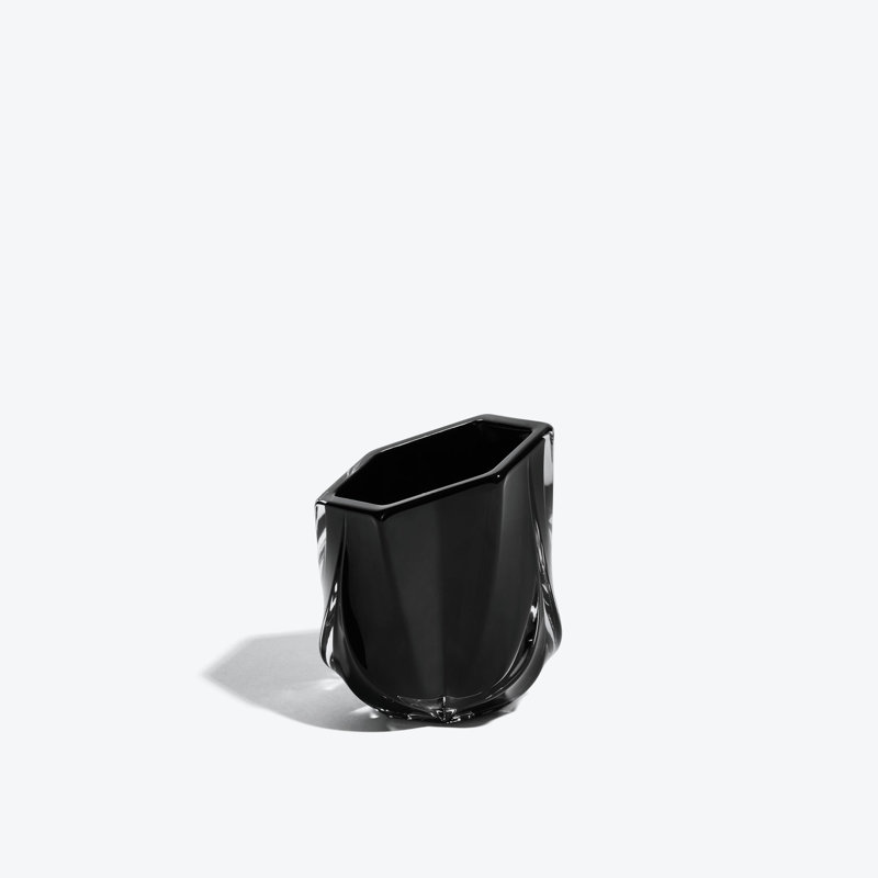 SHIMMER Tealight Candle Holder, Black Polished Glass