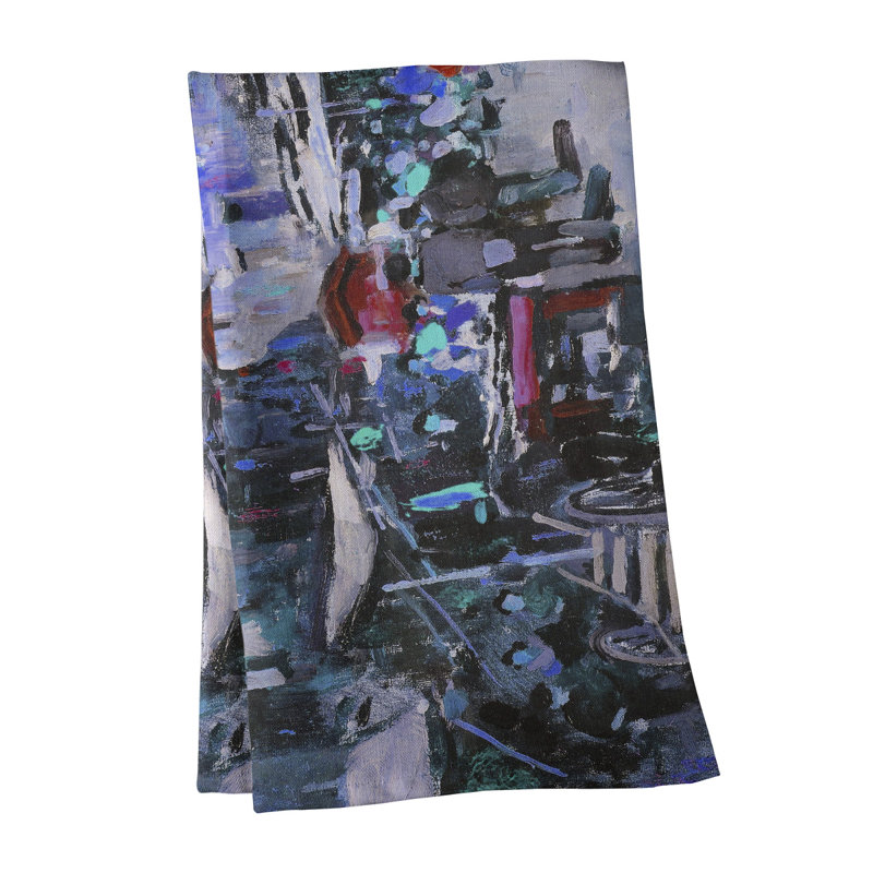 Serviette de thé naples market, Polyester sergé, Bleu