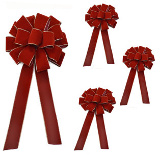 Red Sleigh 24-in Red Commercial Velvet Indoor Christmas Bow - Large 4-Loop  Design with 30-in Tails in the Decorative Bows & Ribbon department at