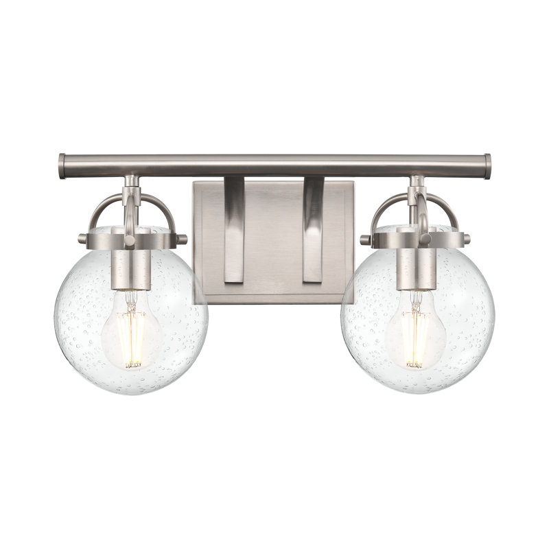Felipe - 2 lumières - 16 pouces - Nickel satiné - Abat-jour granuleux - Éclairage pour meuble-lavabo, Seedy, 2 Lights