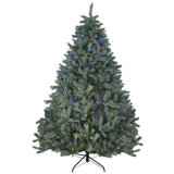 7.5' Pre-Lit Medium Blue Spruce Artificial Christmas Tree - Multicolor LED Lights
