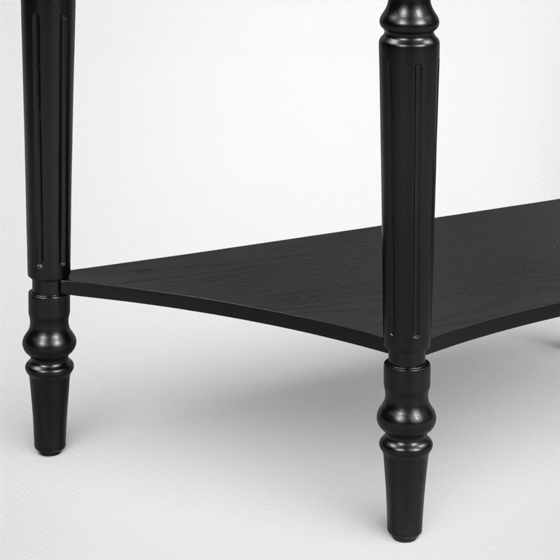 39" Console Table, Half Moon Shape, with Drawer & Shelf, for Entryway, Living Room, Hallway, Black
