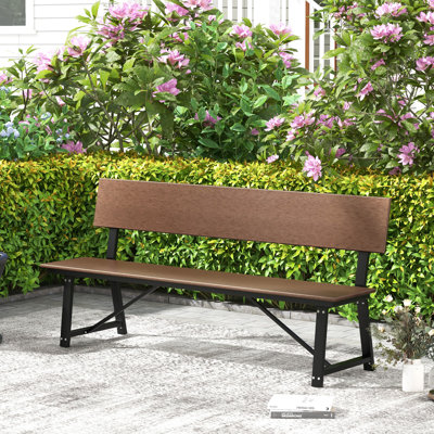 1PC Patio 4-Person Bench 72†Extra Long Bench w/ All-Weather HDPE Seat & Back by Hokku Designs