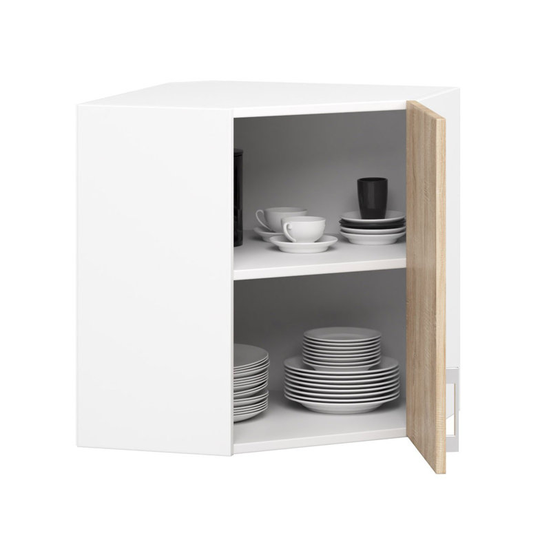 Lima kitchen corner wall cabinet in white and sonoma oak