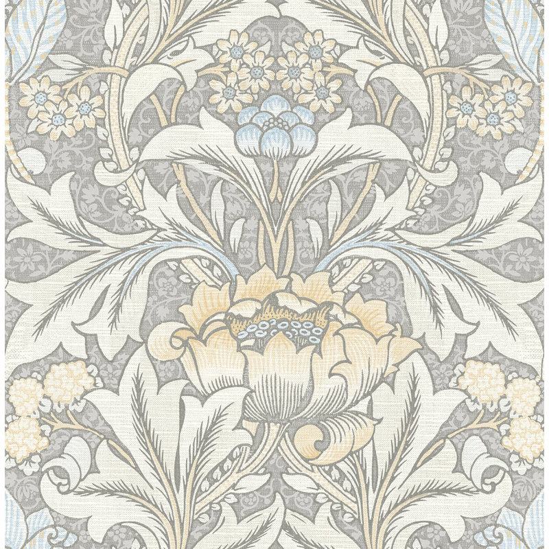 Craw Peel & Stick Floral Roll, Daydream Gray/Pearl Blue