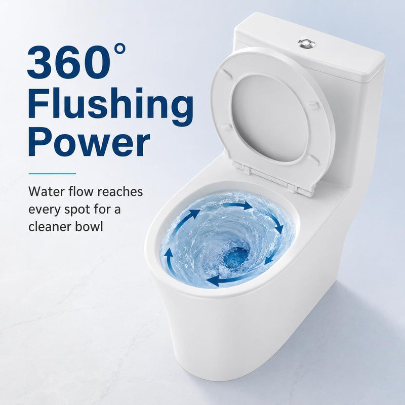 Toilette moderne une pièce allongée, 1,28 GPF, siège à fermeture douce, hauteur universelle, économiseur d'eau
