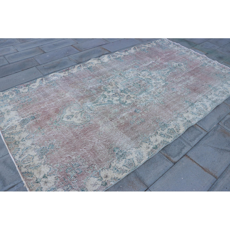 Grand tapis Oushak rétro en laine douce et lavable vert antique, idéal pour la décoration de salon