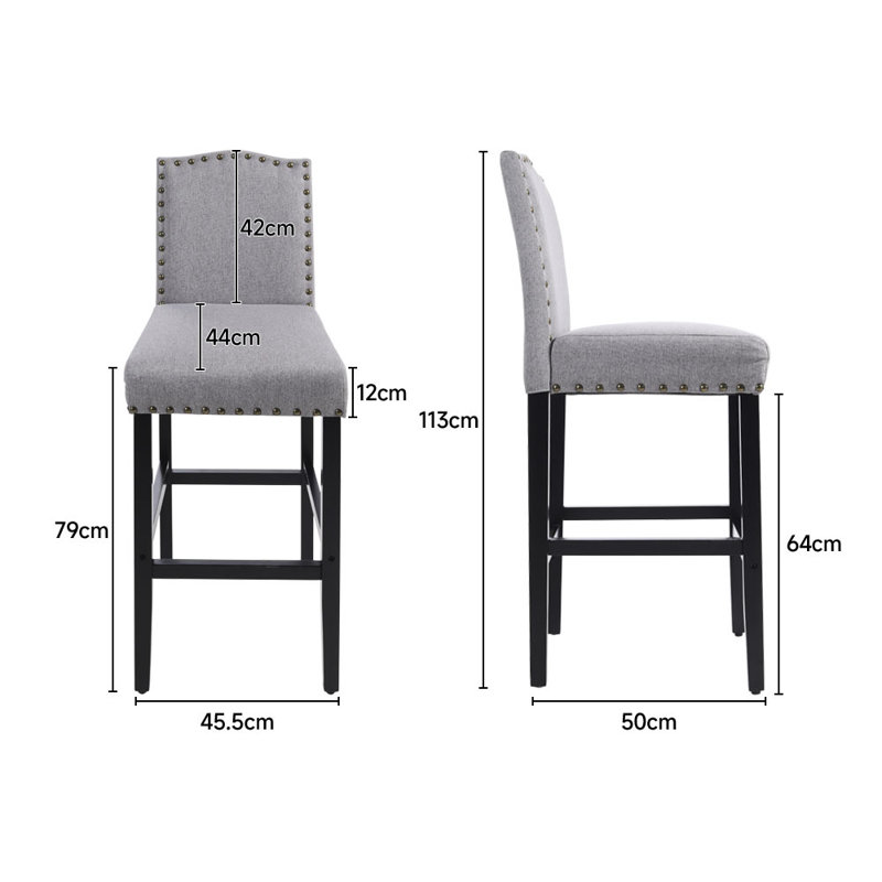 Farnhill Upholstered Counter Stool, Grey