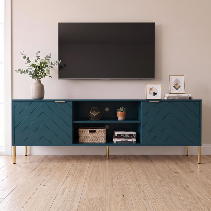 Meuble télé multifonctionnel unique avec lumière DEL, Vert