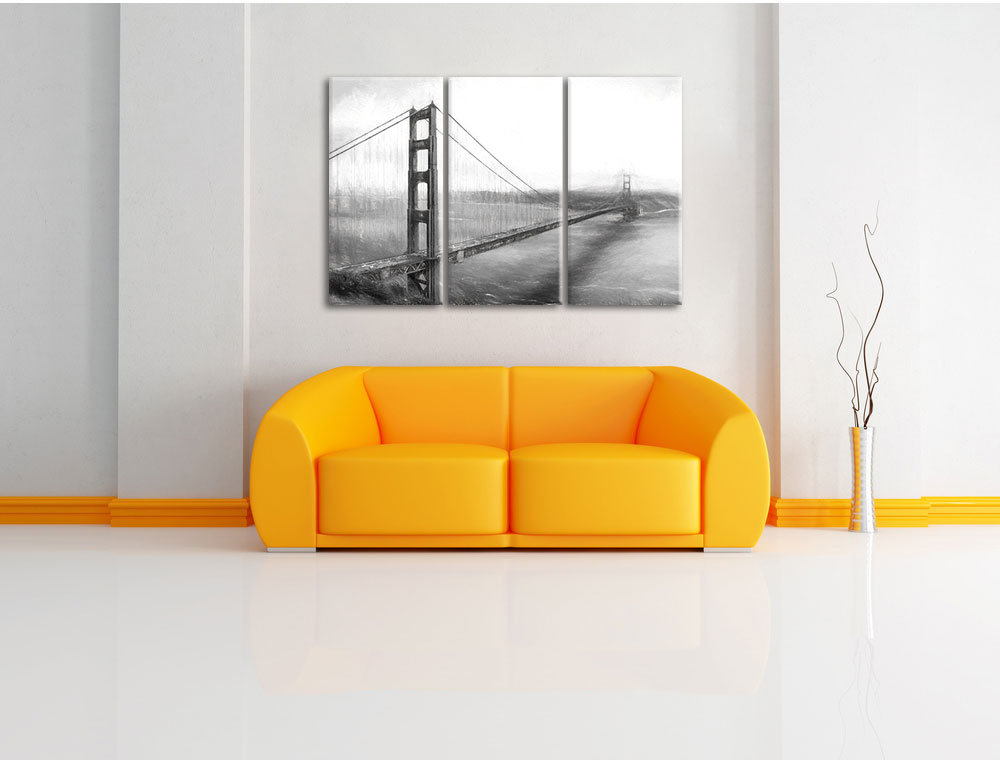 3-tlg. Leinwandbild-Set „Golden Gate Bridge in San Francisco“, Kunstdruck