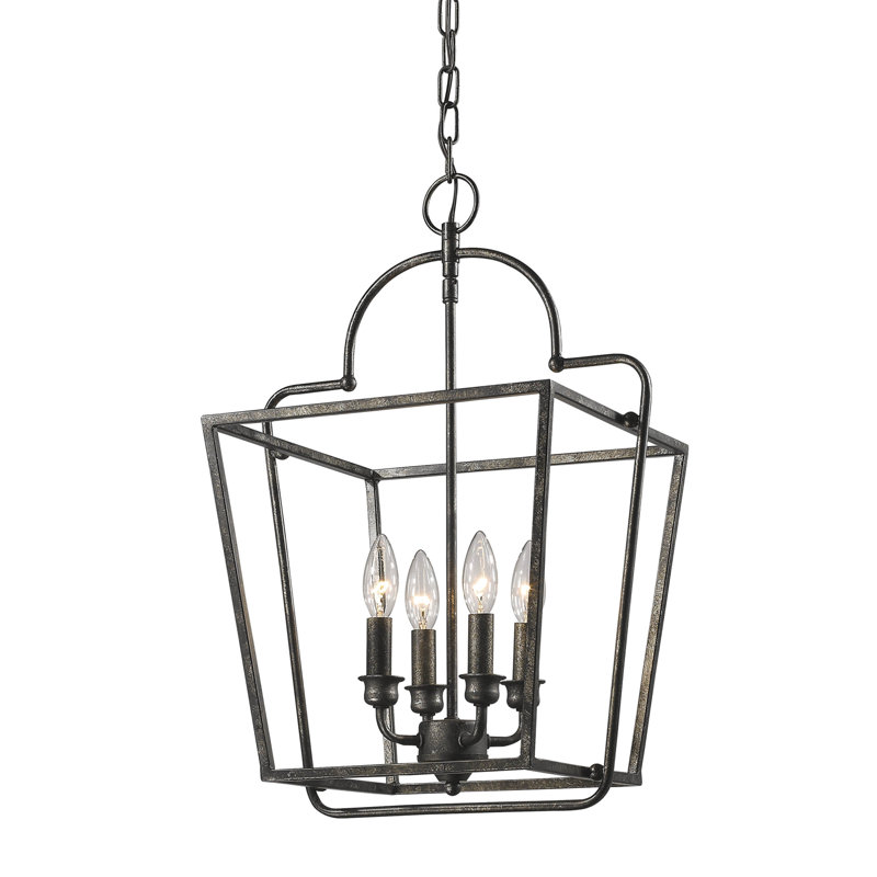 Lustre géométrique à 4 lumières Thea, Argent antique