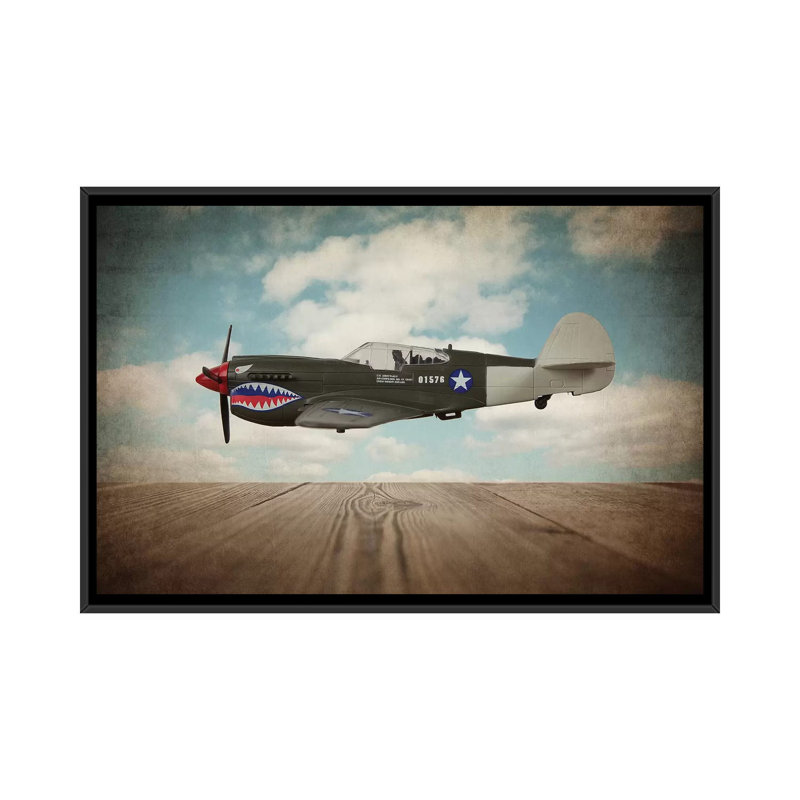 P40 Mustang - Print on Canvas, 66.04 cm H x 45.72 cm W, Black Framed