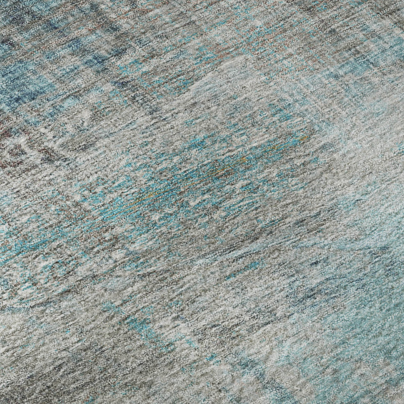 Premium Machine Washable Mayfield Abstract Rug, Teal, 9' x 12'