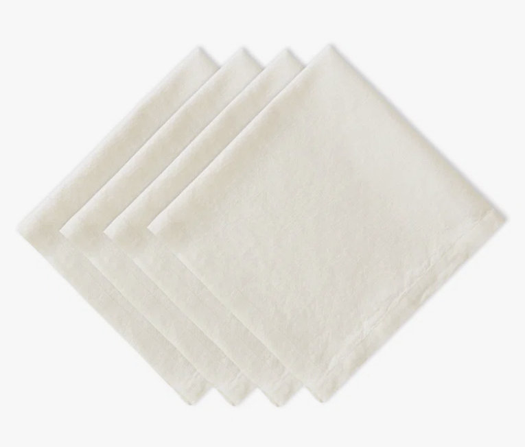 Solid Cotton Blend Plain Weave Napkin, Cream