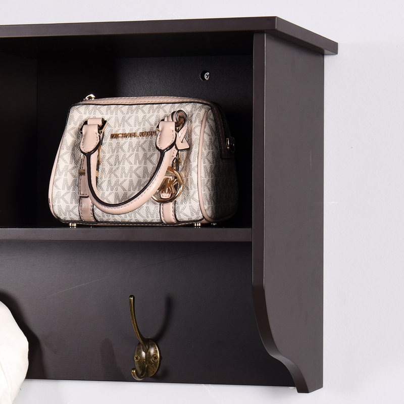 Coat Rack With 4 Dual Hooks And Panel Storage Wall Mounted Shelf Work