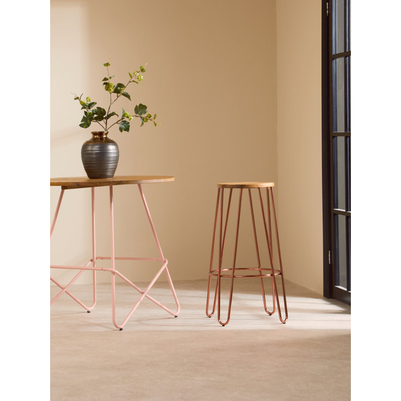McMahon Counter Stool with Metal Frame, Rose Gold