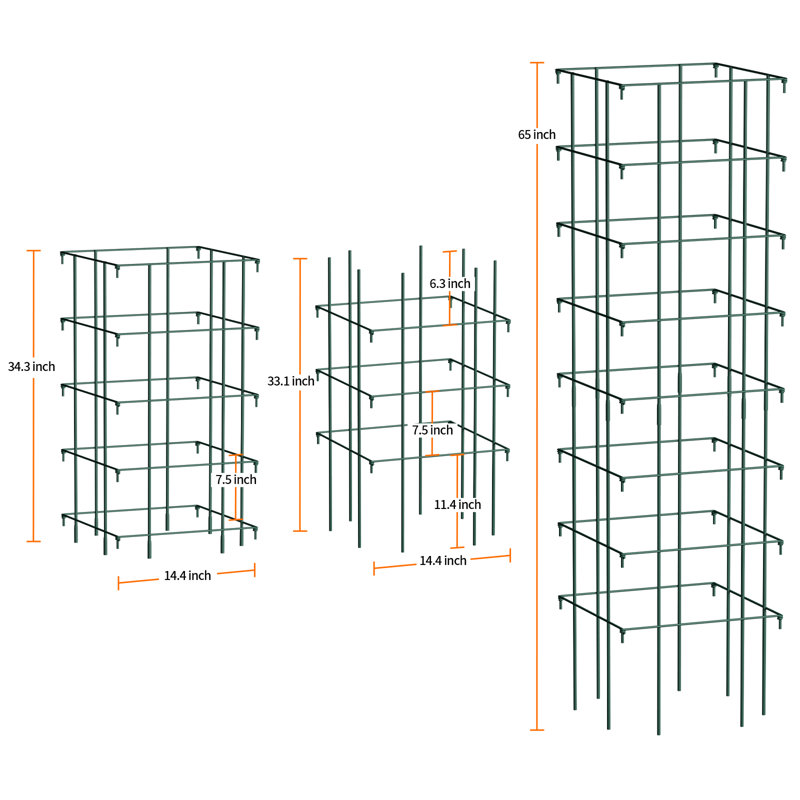 Cages à tomates Chantay pour treillis de plantes 12,2 po x 51,96 po pour plantes grimpantes, paquet de 1 pliant carré