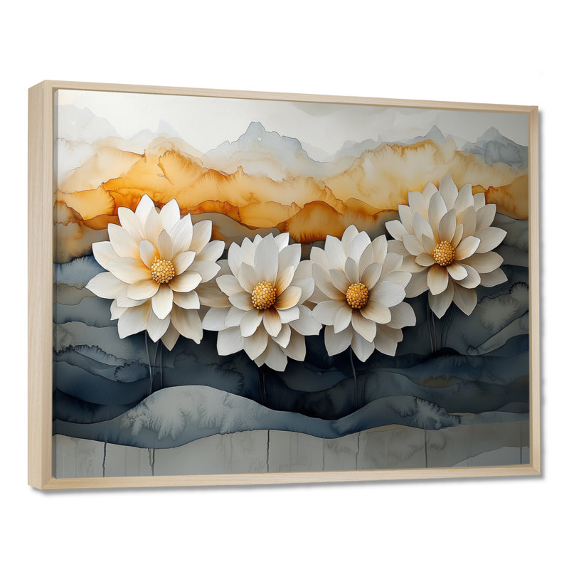 Décoration murale Iluna Golden Harmony Of Mums Flower II - Mums, H 34 po x l 44 po, Impression encadrée flottante