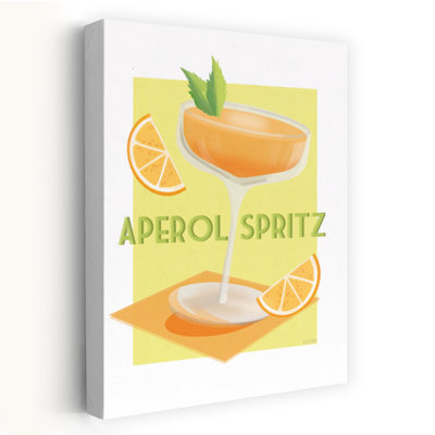 Aperol Spritz - Contemporary  Vintage Aperol Spritz Illustration Cocktail Poster Orange Drink Art