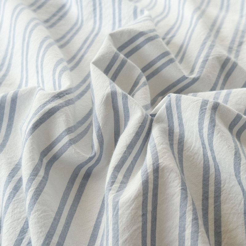 Ensemble de housse de couette rayé 100% coton délavé DONEUS, Housse de couette pour très grand lit et 2 taies 