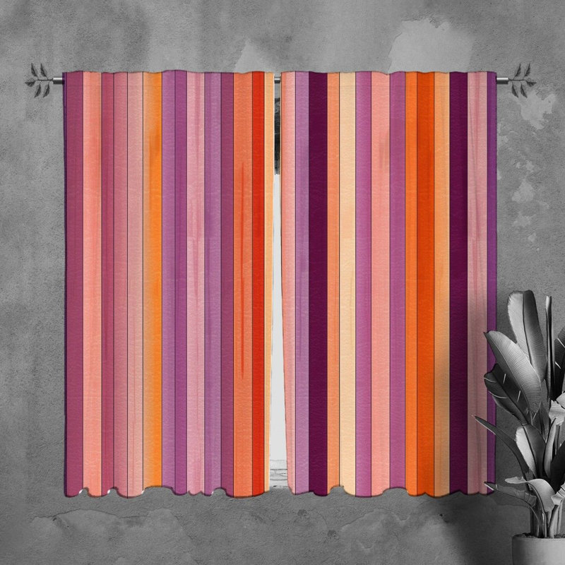 Tanica Room Darkening Curtain Pair, Orange/Purple, 40" W x 61" L