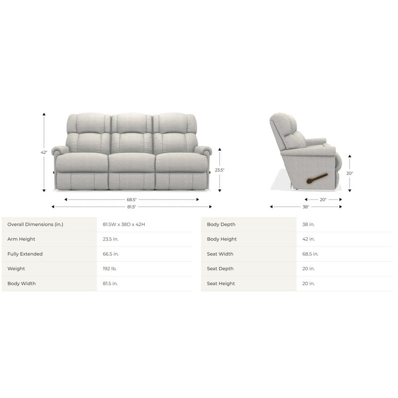 Canapé inclinable mural Pinnacle avec tissu i-Clean®, Hemp