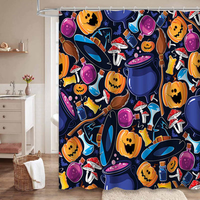 Rideau de douche d'Halloween en forme de bougie avec 12 crochets