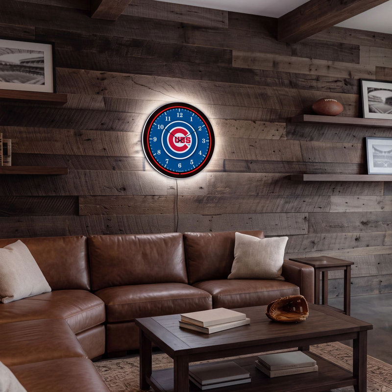 LED Wall Clock, Round, Chicago Cubs, Chicago Cubs