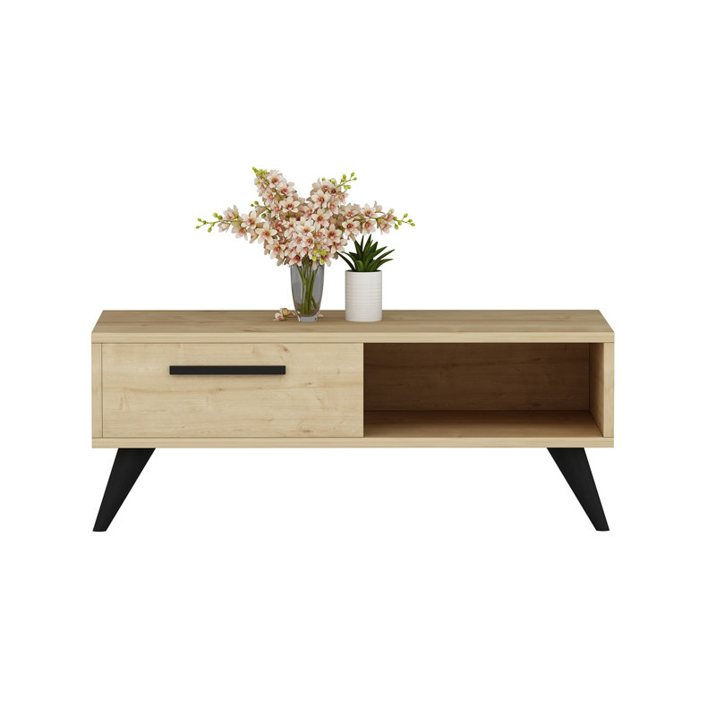 4 Legs Coffee Table, Light Brown/Black, Light Brown