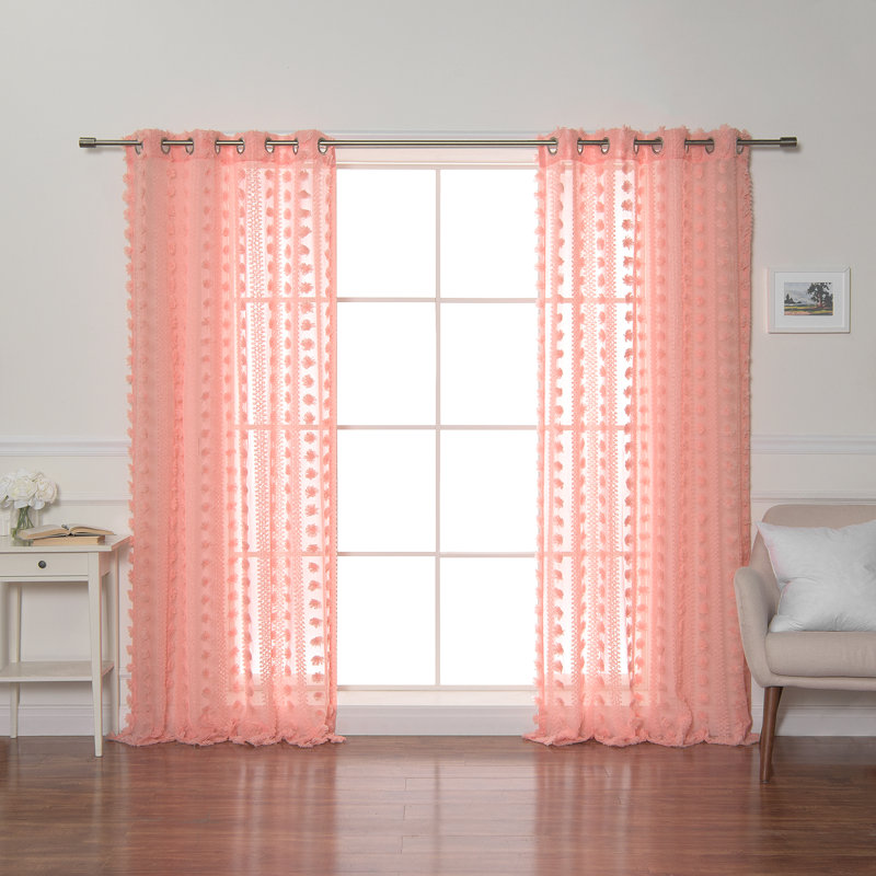 Paire de rideaux transparents avec œillets Alaina, Rose