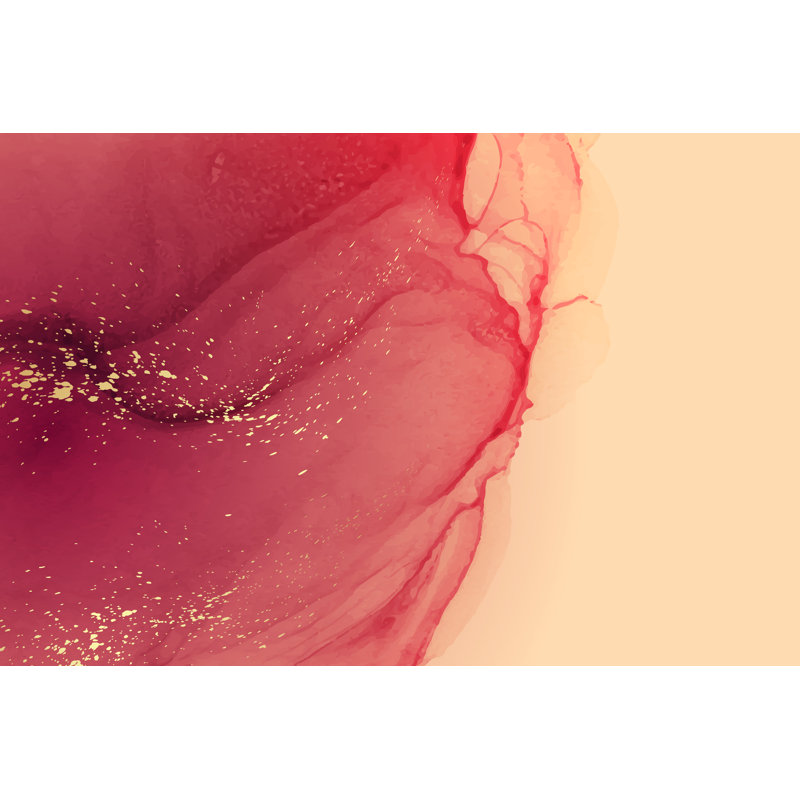 Red Ink Waves - Wrapped Canvas Print, 20cm H x 30cm W x 3.8cm D