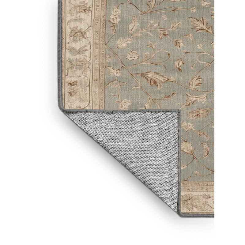Machine Washable Tabriz Gray Area Rug, Runner 2' x 5'