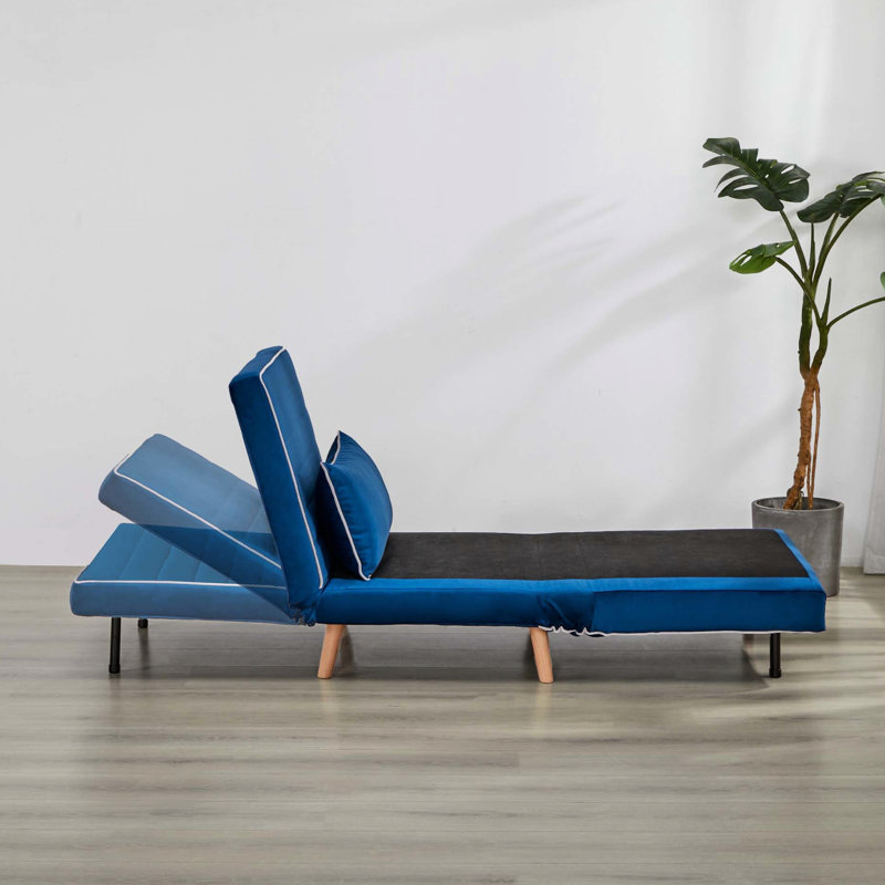 Lit pliable en velours bleu avec lit réglable, se convertit en 10 secondes, conception moderne pour petits appartements et dortoirs