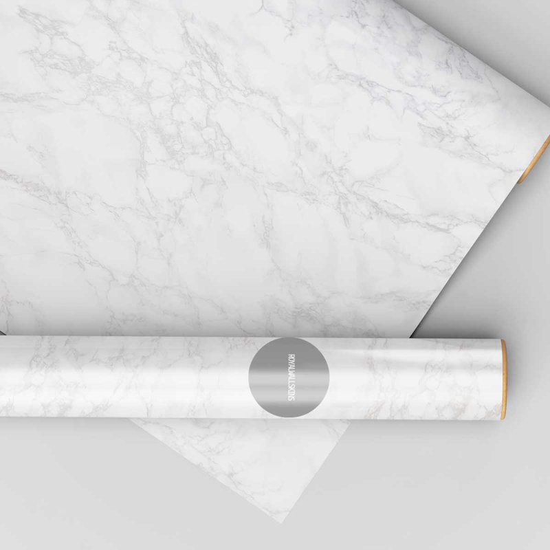 Tulane Glossy Faux Marble Peel & Stick Wallpaper Roll