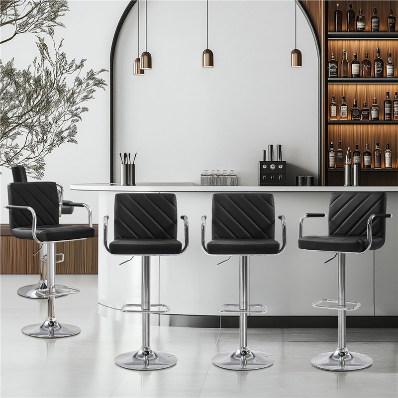color Swivel Yes Upholstered Faux Leather Yes Bar Stool, Black, Yes