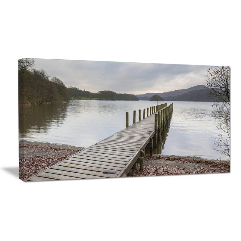 «Wooden Jetty on Lake District», reproduction de photo sur toile tendue, H 20 po x l 40 po x P 1po