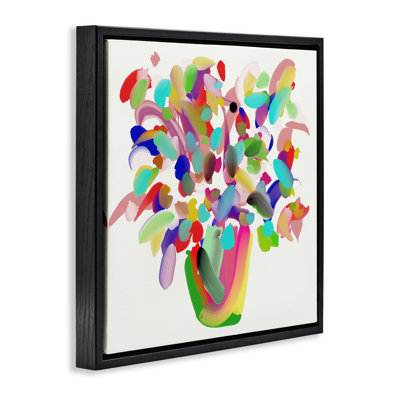 Mood Flowers Bold Bouquet Framed Floater Canvas Wall Art by Bellasai Art
