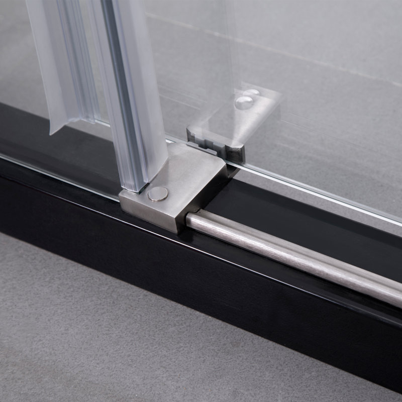 Massa 46.8" W x 76" H Single Sliding Frameless Shower Door, Brushed Nickel 