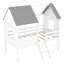 Lit simple mezzanine bas - deux fenêtres pour la chambre à coucher semi-fermée en bois de pin blanc et gris Playtime Stable