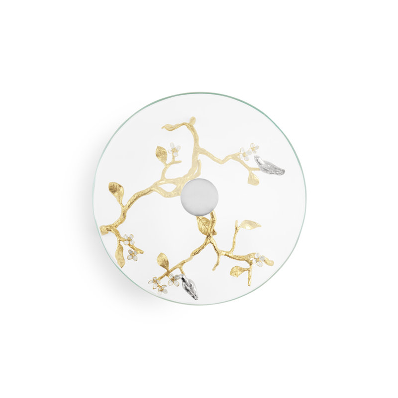 Lovebirds Silver & Gold Glass Cakestand