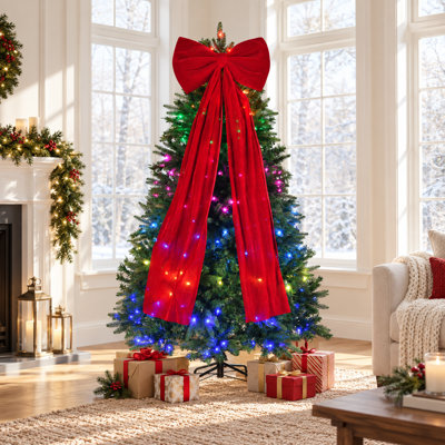 Arbre de Noël 6 pi avec 300 lumières DEL, contrôle des applications, arbre de Noël artificiel Aspen, lumières multicolores RVBB et grand arc